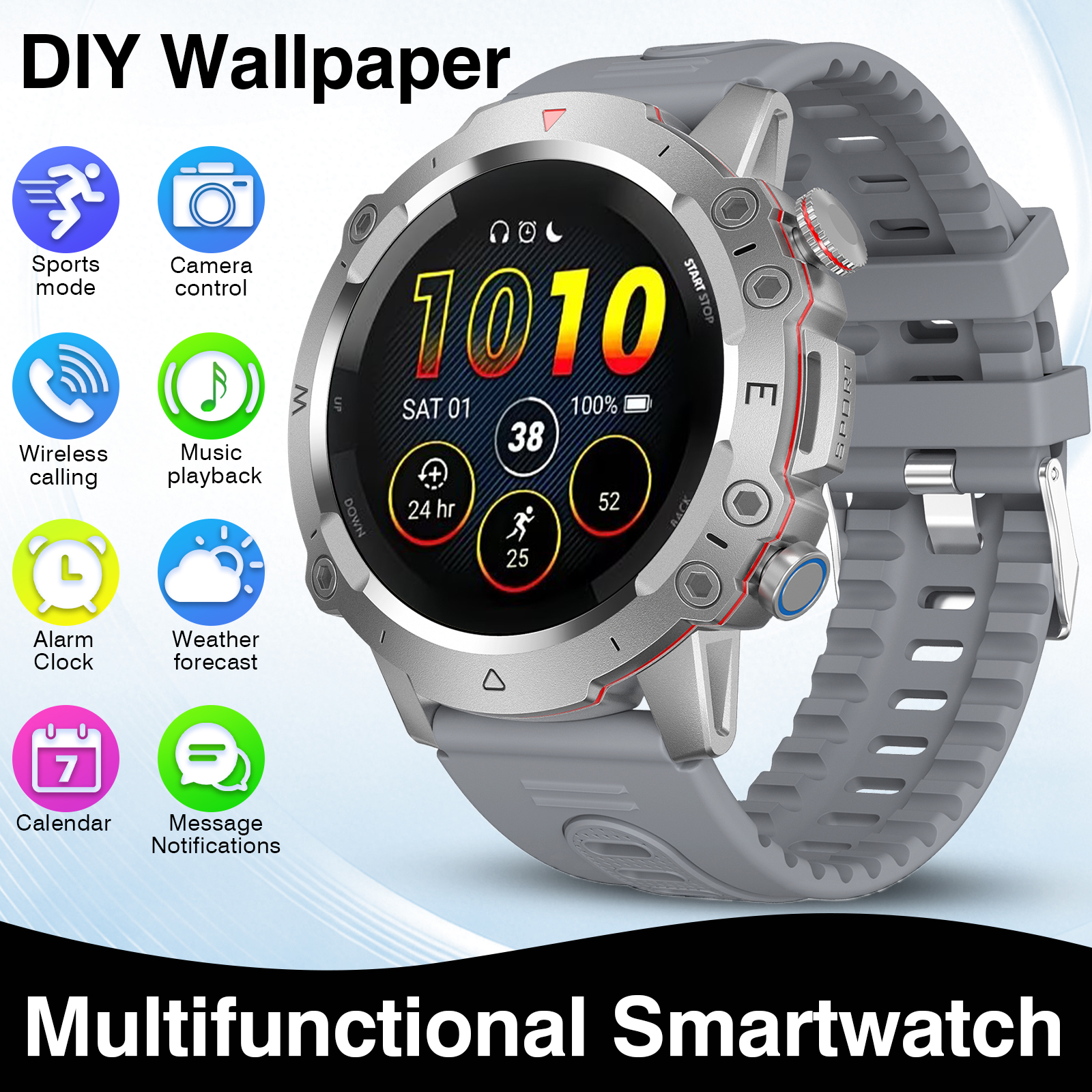 Smartwatch Faces - New Full-Touchscreen HD Sports Smartwatch, Unisex,