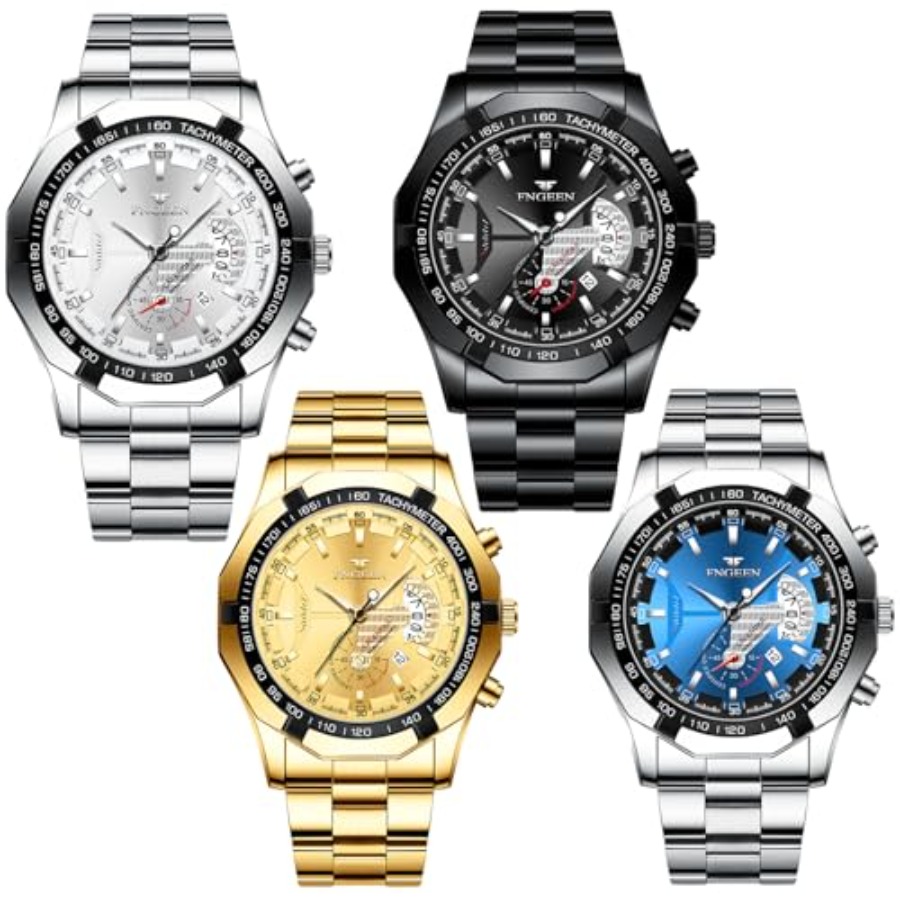 Smartwatch Faces - 4 Pack Men's Stainless Steel Watches
