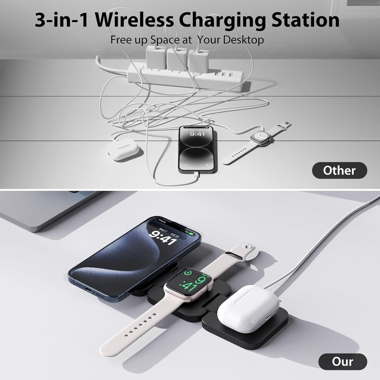 Foldable 3 in 1 Fast Wireless  – Wireless Charger Watch Bewertung und Preis