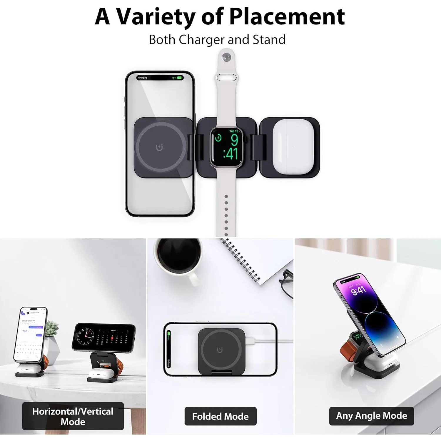 Foldable 3 in 1 Fast Wireless  – Wireless Charger Watch Bewertung und Preis