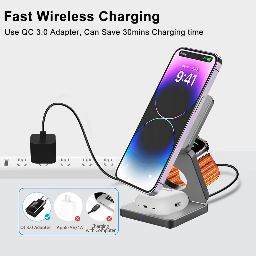 3 in 1 Foldable Magnetic Wirel – Wireless Charger Watch Bewertung und Preis