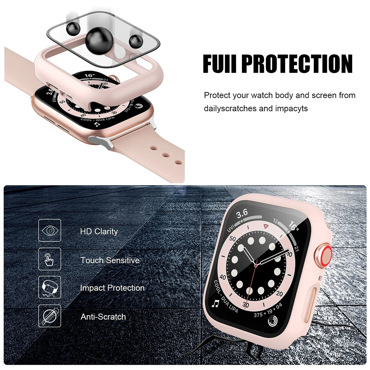 Tempered Glass+Cover For Apple – Smartwatch Band Accessories Bewertung und Preis